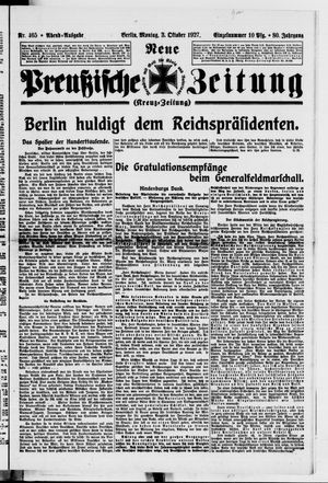 Neue preußische Zeitung vom 03.10.1927