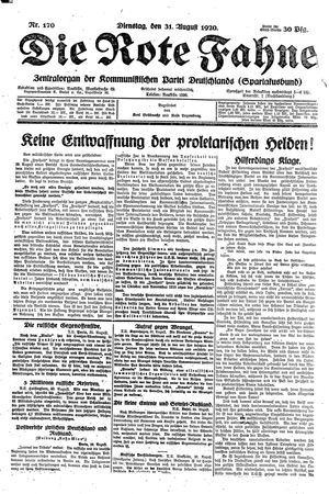 Die rote Fahne vom 31.08.1920