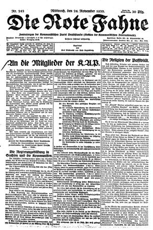 Die rote Fahne vom 24.11.1920