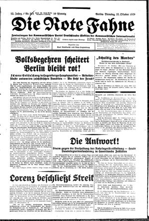 Die rote Fahne on Oct 22, 1929