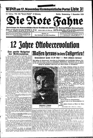 Die rote Fahne vom 07.11.1929