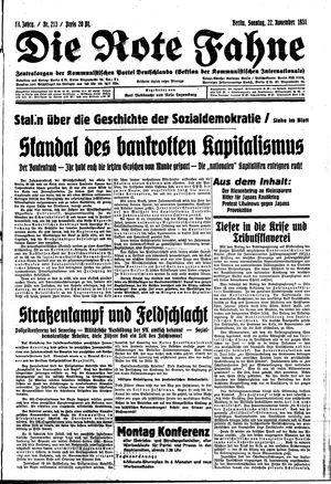 Die rote Fahne on Nov 22, 1931