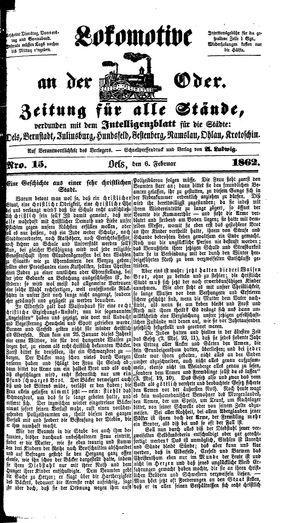 Lokomotive an der Oder vom 06.02.1862