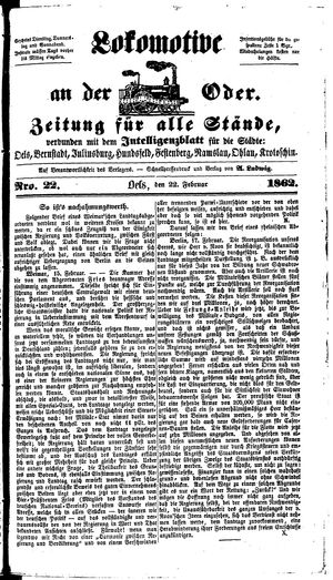 Lokomotive an der Oder on Feb 22, 1862