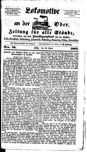 Lokomotive an der Oder on Apr 26, 1862