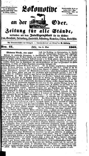 Lokomotive an der Oder vom 03.05.1862