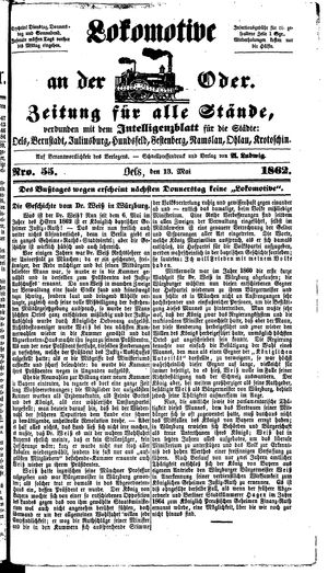 Lokomotive an der Oder on May 13, 1862
