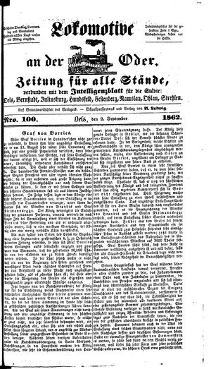 Lokomotive an der Oder vom 02.09.1862