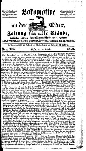 Lokomotive an der Oder vom 14.10.1862