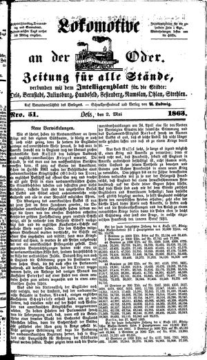 Lokomotive an der Oder vom 02.05.1863