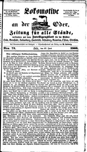 Lokomotive an der Oder vom 27.06.1863