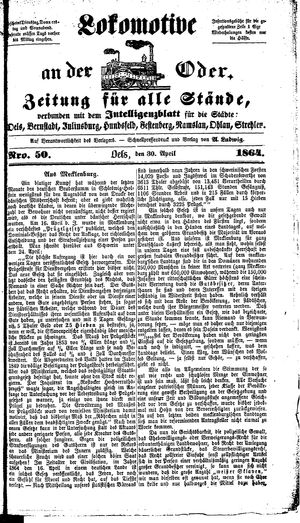 Lokomotive an der Oder vom 30.04.1864