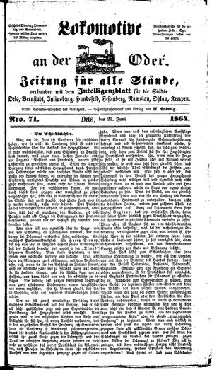 Lokomotive an der Oder vom 23.06.1864