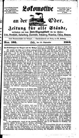 Lokomotive an der Oder vom 10.09.1864