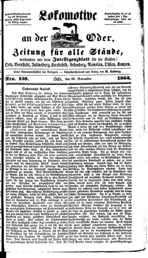 Lokomotive an der Oder vom 26.11.1864