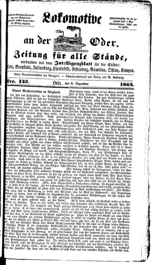 Lokomotive an der Oder vom 08.12.1864