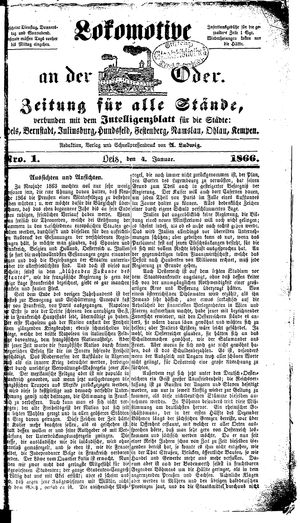 Lokomotive an der Oder vom 04.01.1866