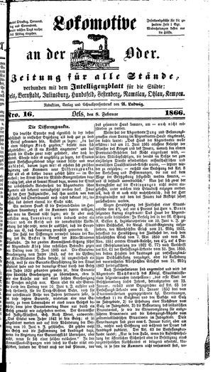 Lokomotive an der Oder on Feb 8, 1866