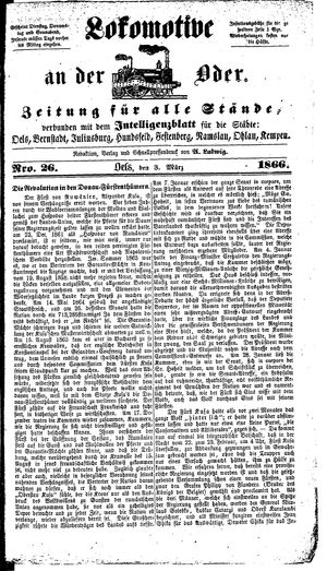 Lokomotive an der Oder vom 03.03.1866