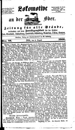 Lokomotive an der Oder vom 04.08.1866