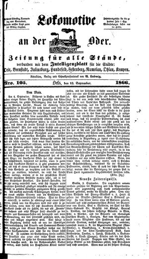 Lokomotive an der Oder vom 13.09.1866