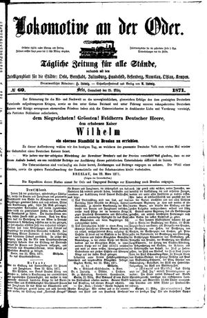 Lokomotive an der Oder vom 25.03.1871