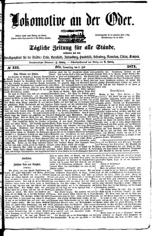 Lokomotive an der Oder vom 06.07.1871