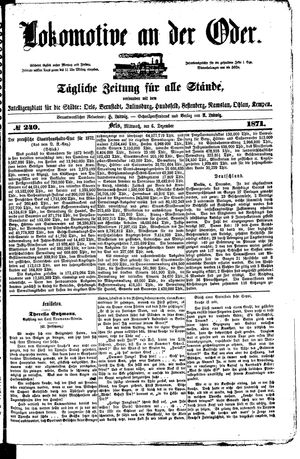 Lokomotive an der Oder vom 06.12.1871