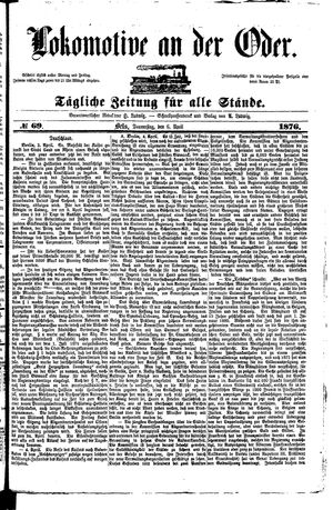 Lokomotive an der Oder vom 06.04.1876