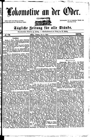 Lokomotive an der Oder vom 11.04.1876