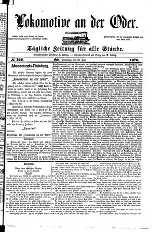 Lokomotive an der Oder on Jun 29, 1876