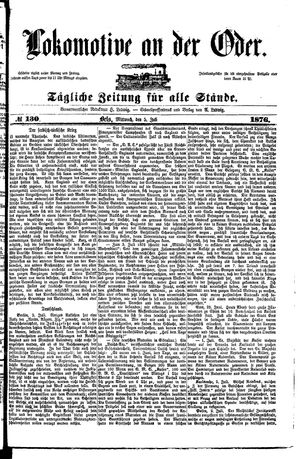 Lokomotive an der Oder vom 05.07.1876