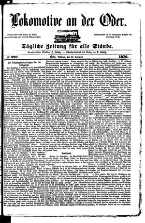 Lokomotive an der Oder vom 22.11.1876