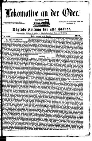 Lokomotive an der Oder vom 06.12.1876