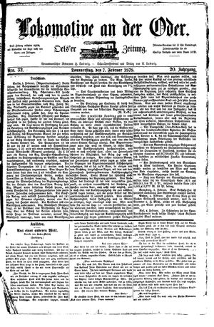 Lokomotive an der Oder vom 07.02.1878