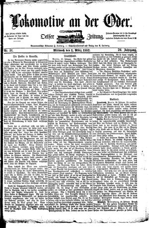 Lokomotive an der Oder on Mar 1, 1882