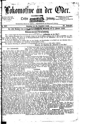 Lokomotive an der Oder vom 31.12.1882