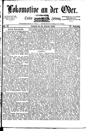 Lokomotive an der Oder vom 25.02.1883
