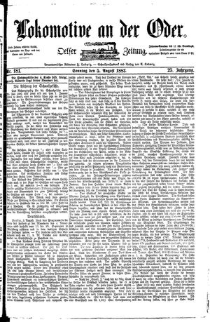 Lokomotive an der Oder vom 05.08.1883