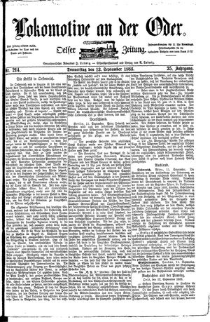 Lokomotive an der Oder vom 13.09.1883