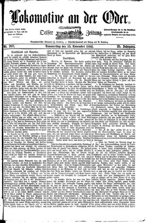 Lokomotive an der Oder vom 15.11.1883