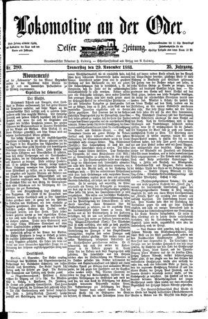 Lokomotive an der Oder vom 29.11.1883