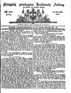 Königlich privilegirte Berlinische Zeitung von Staats- und gelehrten Sachen vom 10.05.1839