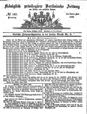 Königlich privilegirte Berlinische Zeitung von Staats- und gelehrten Sachen vom 25.06.1839