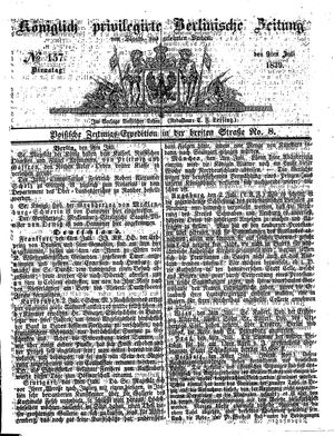 Königlich privilegirte Berlinische Zeitung von Staats- und gelehrten Sachen vom 09.07.1839