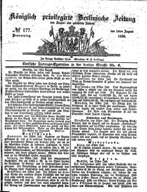 Königlich privilegirte Berlinische Zeitung von Staats- und gelehrten Sachen vom 01.08.1839