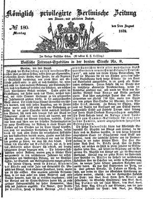 Königlich privilegirte Berlinische Zeitung von Staats- und gelehrten Sachen vom 05.08.1839