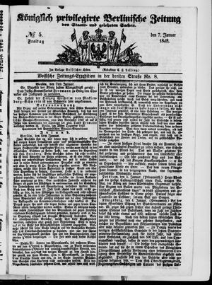 Königlich privilegirte Berlinische Zeitung von Staats- und gelehrten Sachen on Jan 7, 1848