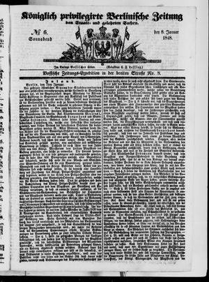 Königlich privilegirte Berlinische Zeitung von Staats- und gelehrten Sachen vom 08.01.1848