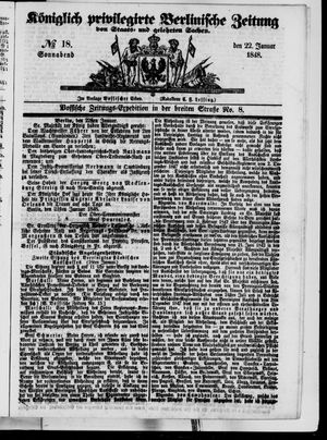 Königlich privilegirte Berlinische Zeitung von Staats- und gelehrten Sachen on Jan 22, 1848